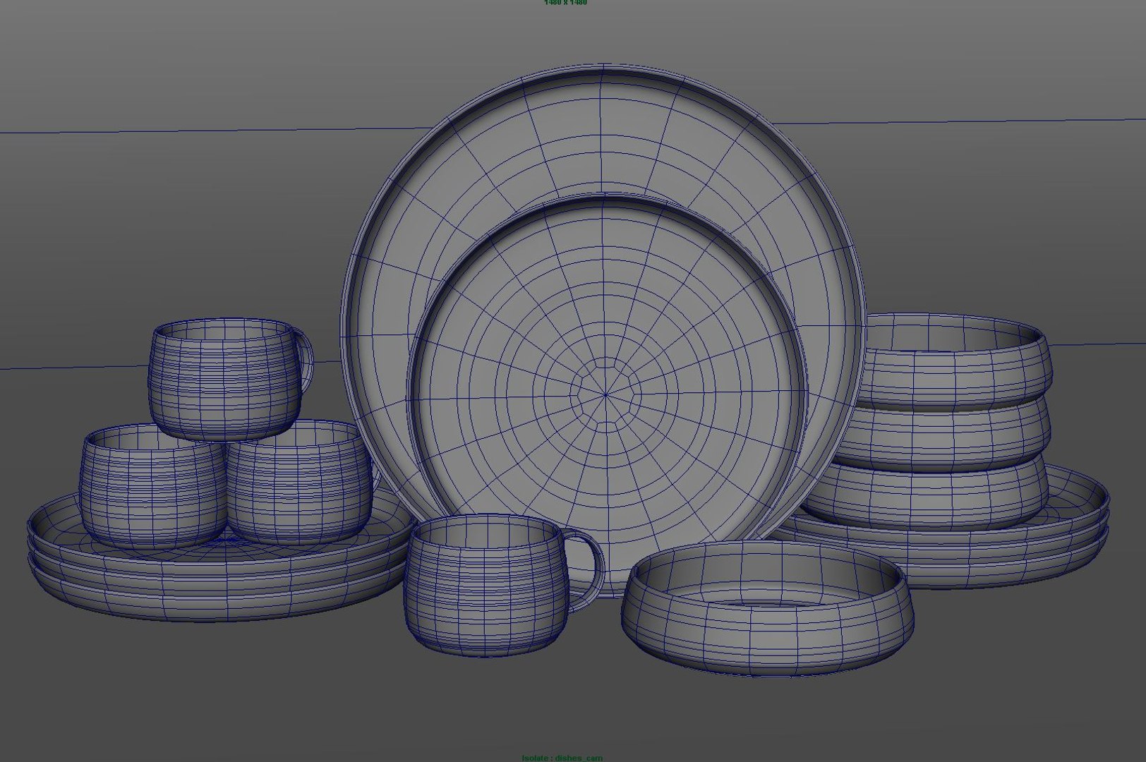 Plate Set 3d Obj