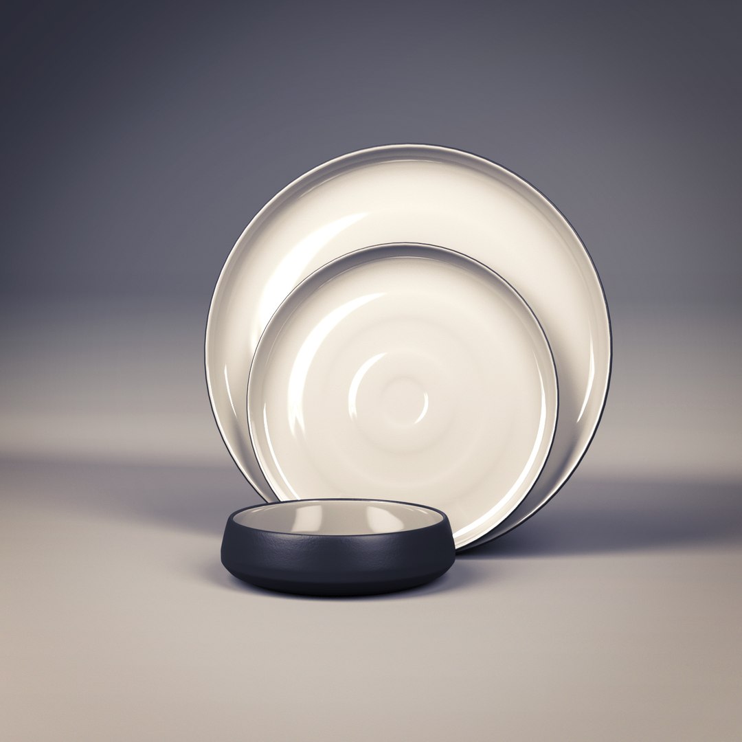 Plate Set 3d Obj