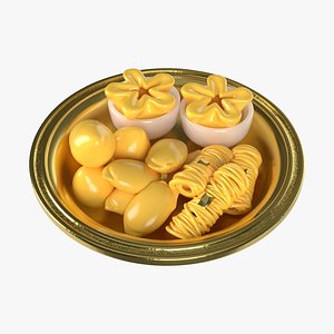 Thai traditional sweets set Thong Yib Thong Yod Foi Thong Med Kanun in golden tray