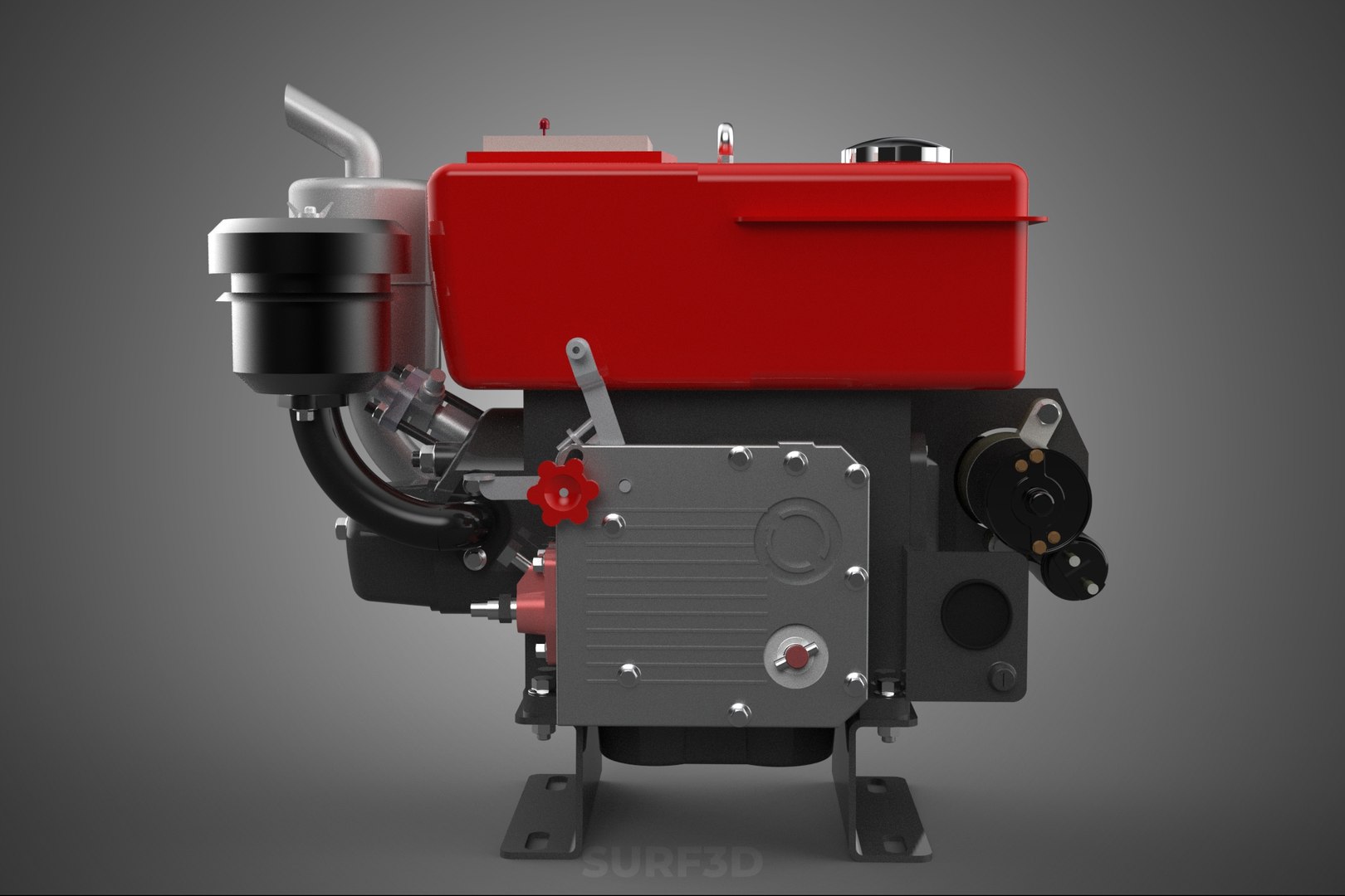 DIESEL ENGINE MACHINE MOTOR VEHICLE DYNAMO ALTERNATOR GENERATOR 3D ...