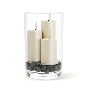 burning candlesticks glass vase 3D model