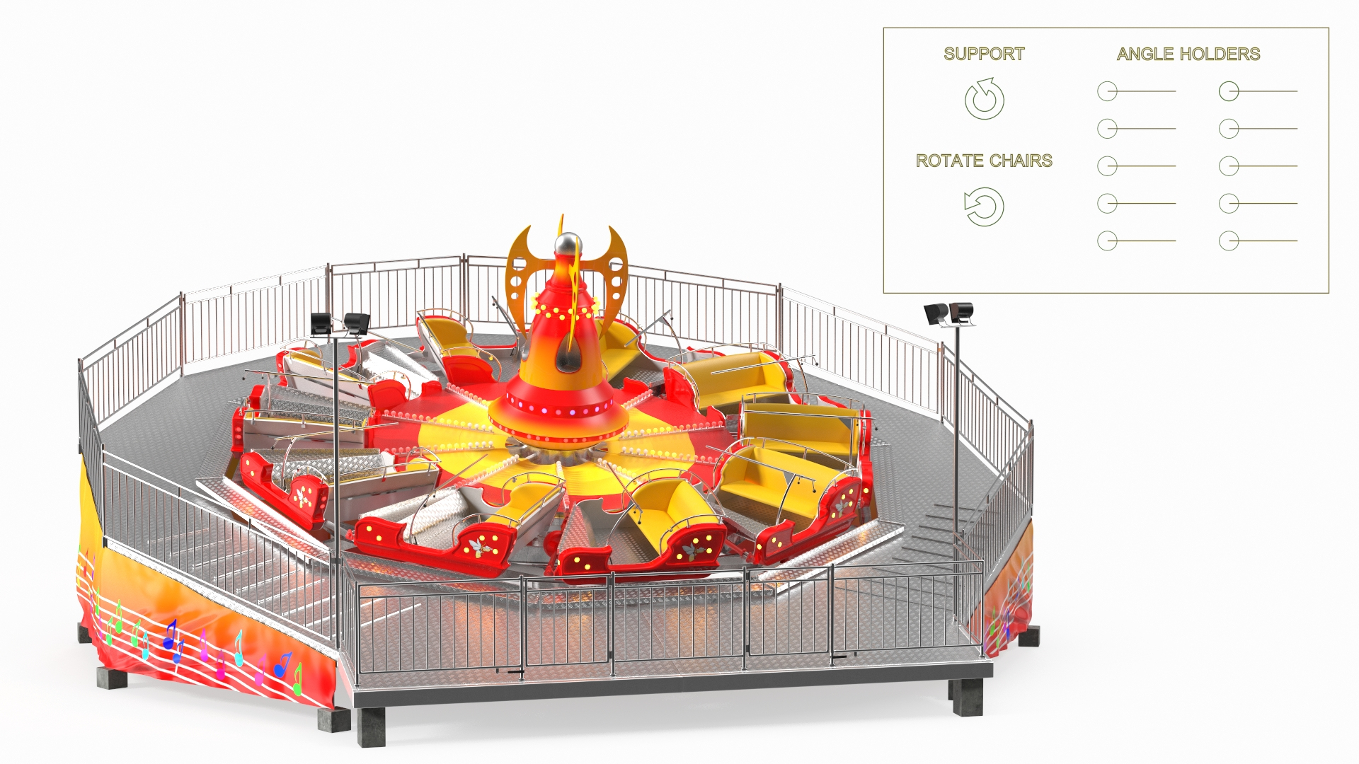 3D Model Flat Ride Theme Park Attraction Rigged - TurboSquid 1884946