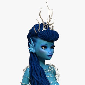 3D model Blue Mermaid Character