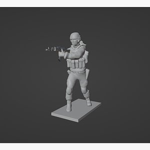3D Figure of a soldier with AK stl