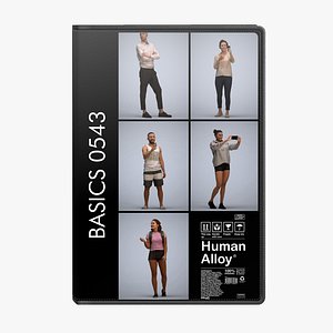 Basics0543 - A set containing 5 models of male and female adults standing in casual attire 3D