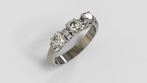 3D ring diamonds platinum model