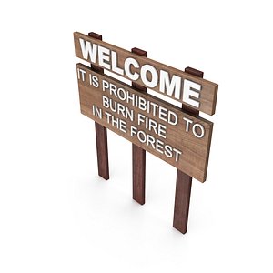 Wooden Signboard with Engraved Text 3D model