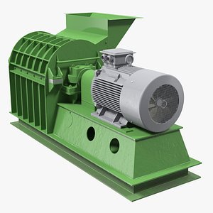 3D wood crusher grinder crushing model