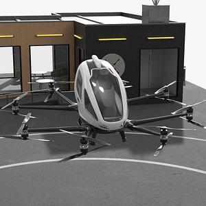 VTOL Air Shuttle Beginning Takeoff Animated Rigged