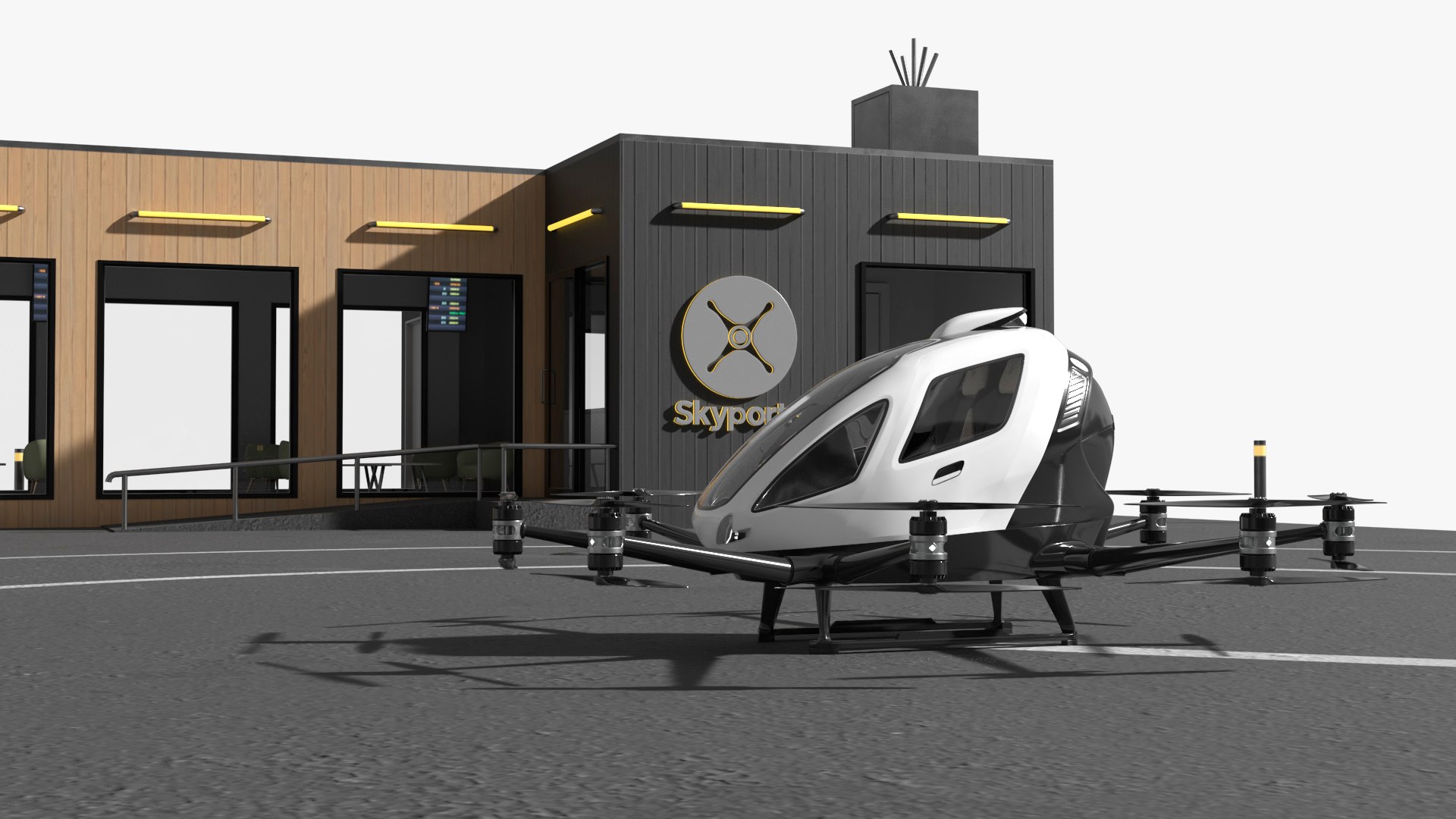 VTOL Air Shuttle Beginning Takeoff Animated Rigged 3D model preview