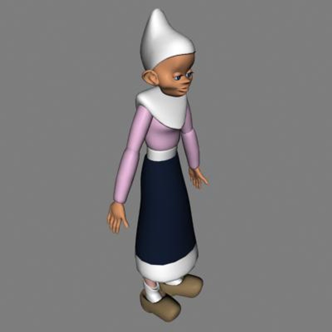 dutch girl cartoon 3d model