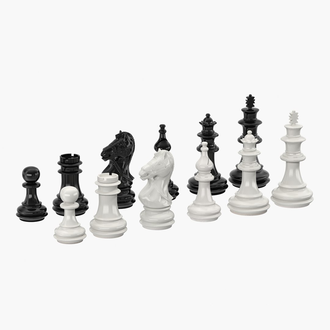Plastic Chess Figures 3D model preview