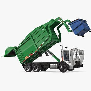 Trash Truck Generic with Dumpster Blue Rigged for Cinema 4D