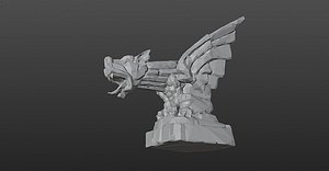 3D Low-Poly Art Deco Gargoyle on Pedestal