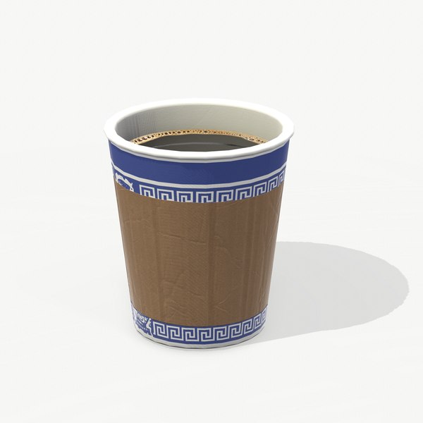 Paper Coffe Cup Low Poly PBR 3D model