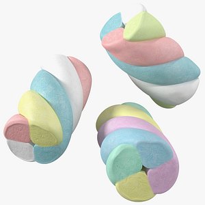 3D colored marshmallow twists multi model