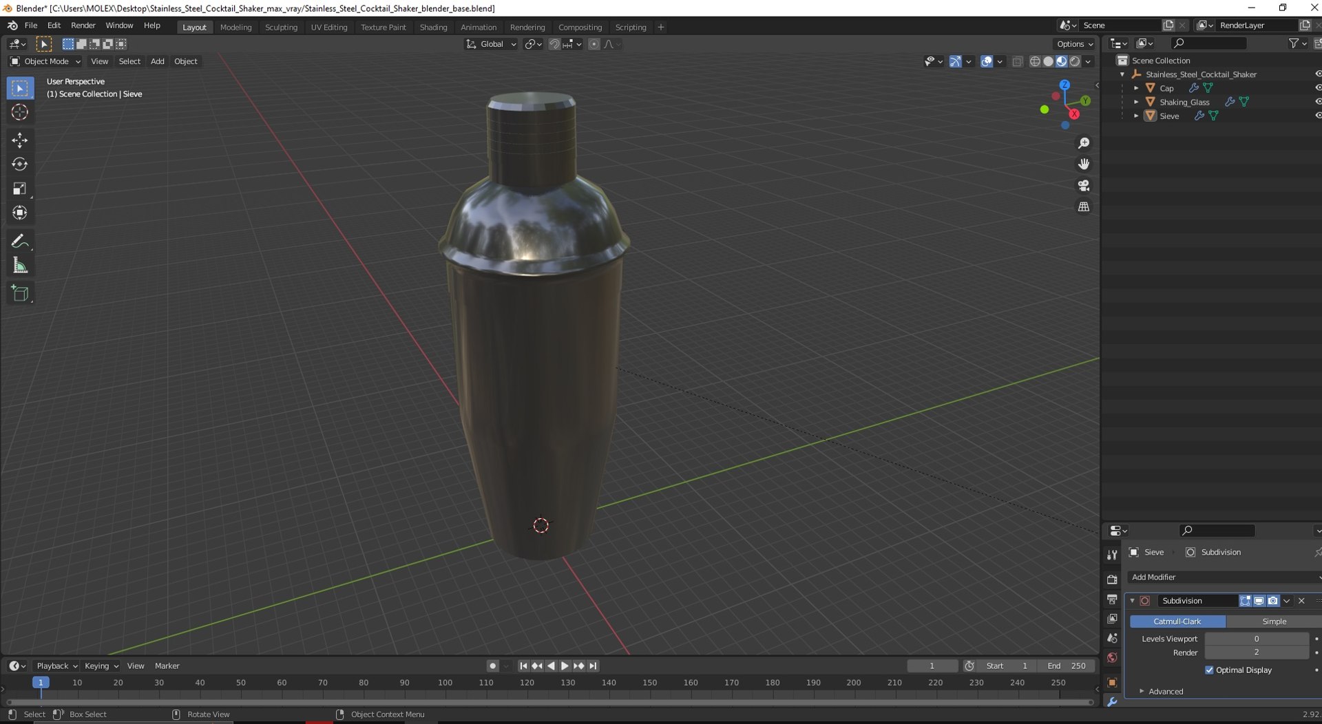 Stainless Steel Cocktail Shaker 3D Model - TurboSquid 2139429