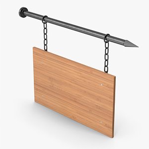 Hanging Wood Signboard 3D model