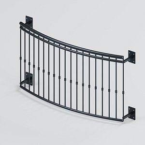 Bow Front Metal Juliet Balcony with Mounting Plates