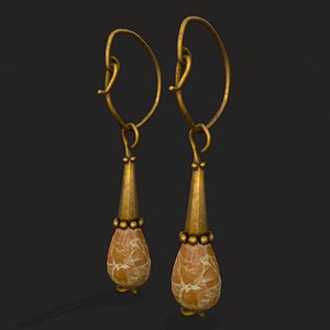 Medieval Yellow Quartz Hanging Earings 3D model