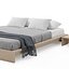 Ki - Low Loft Wooden Bed V2 3D model