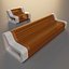 Modern Wooden Slat Outdoor Bench and Armchair Set