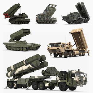 Military Rocket Launcher Vehicles Rigged 3D Models Collection