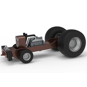 3D model Pro Stock Pulling Tractor Base Scale 1 to 25