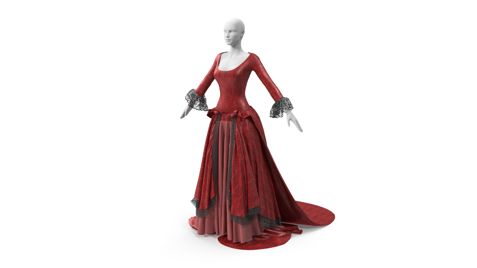 Vintage Dress Red 3D Model - TurboSquid 1428528