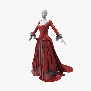 vintage dress red 3D model