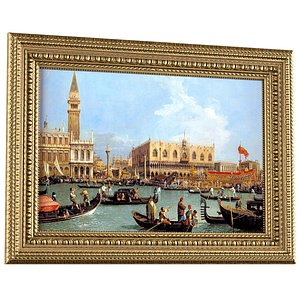 A classic picture in a carved golden frame 3D model