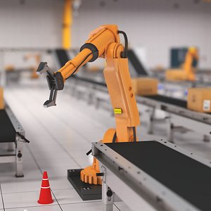 Factory Interior Scene and Equipment 3D model