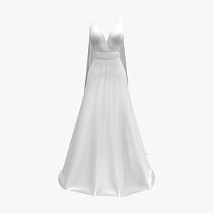 3D model Long Gown With Elegant Cape