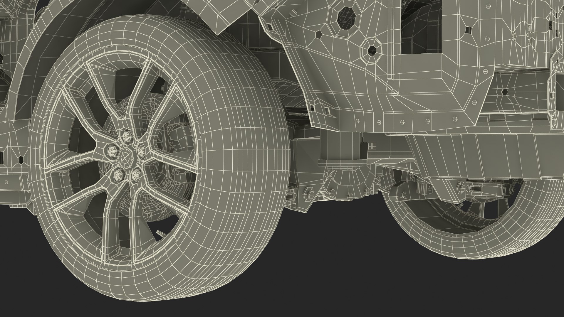 Car Frame And Chassis With Wheels Rigged Model - TurboSquid 2212781