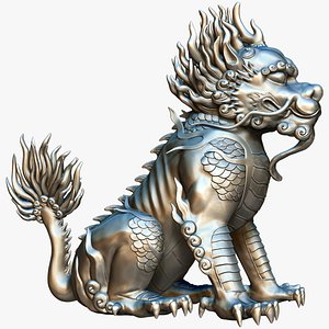 Stone lions in the Forbidden City in Beijing model