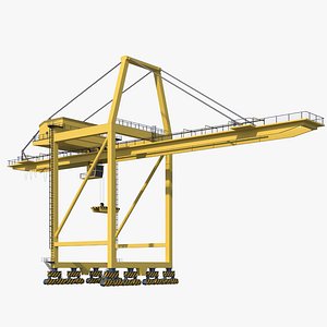 Container RTG Gantry Shore Harbour Cargo crane Quay side 3D