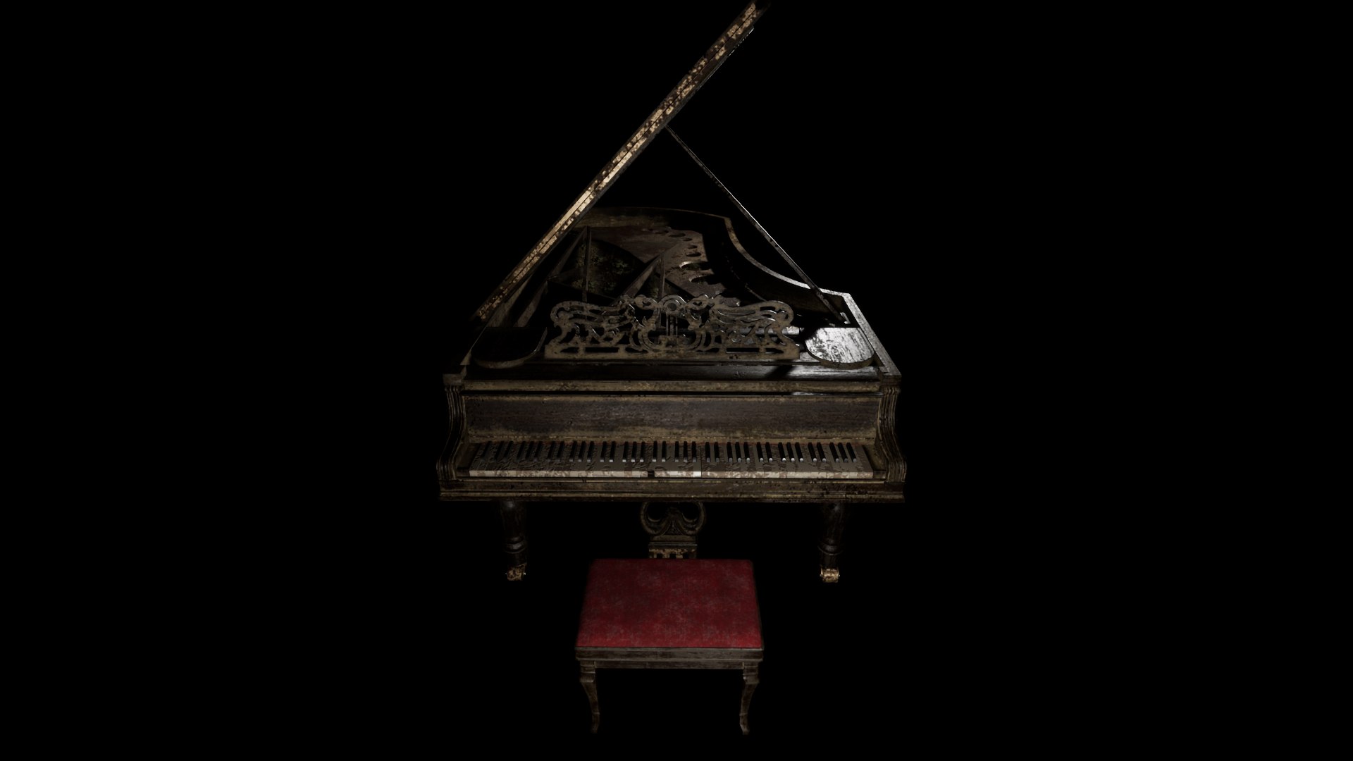 3D Old Piano - PBR model - TurboSquid 1821567