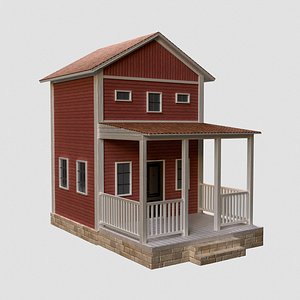 3D A low-poly 3D model of a home house