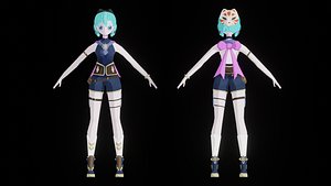 3D Anime Character Low Poly