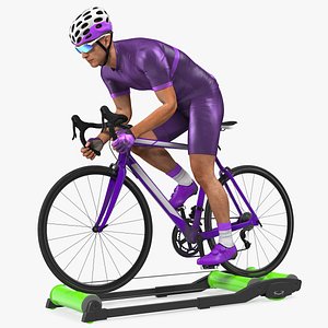 bicyclist riding roller trainer model