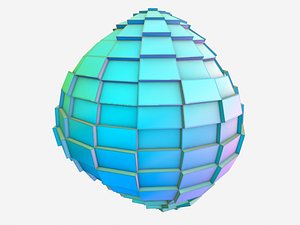 3d model low-poly greebled ball