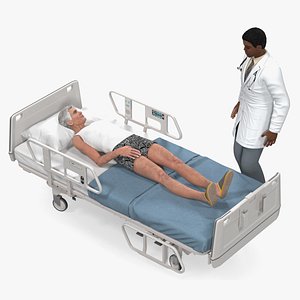 3D Patient on Hospital Bed And Doctor Rigged for Modo