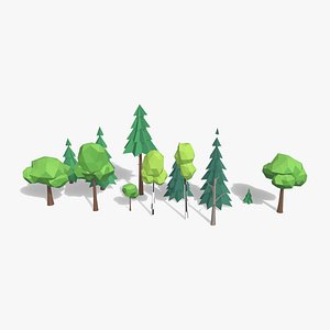 Low Poly Forest Nature Kit 60 Assets Trees Rocks Cabin and Terrain Tiles