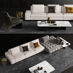 3D minotti lawrence sofa armchair model