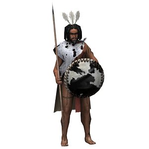 Low-poly African warrior