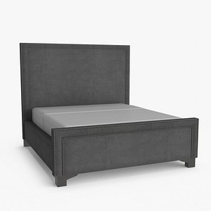 Marseille King Bed Graphite Vintage Velvet 3D model