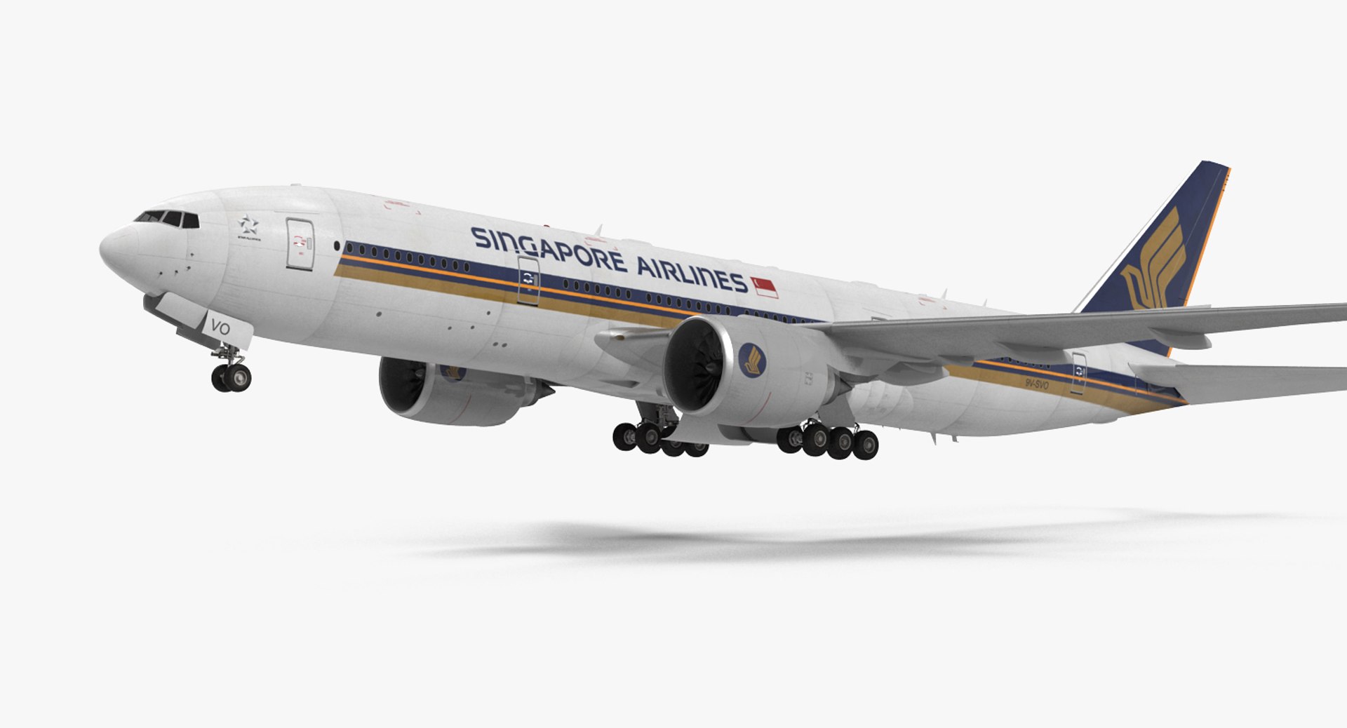 Boeing 777 200ER Singapore Airlines Rigged 3D Model 3D model preview