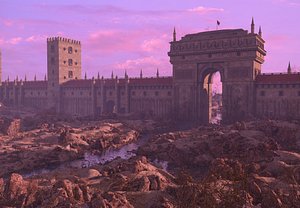 Fantasy Ancient Wall Gate 3D model