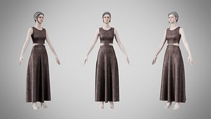 3D Dress 31 Grey Velvet With Design model