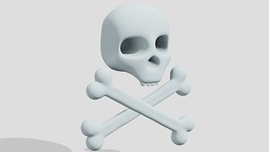 3D White skull and bones model